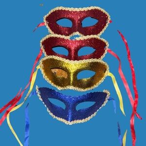 NEW never worn www.mardi gras  New Orleans tie on masks.